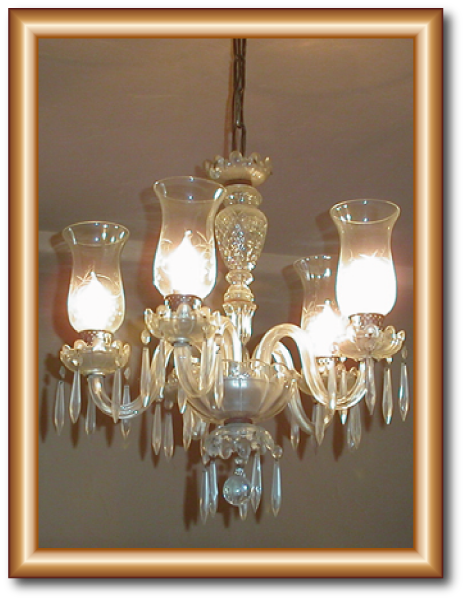 Crystal Chandelier Restoration 5 Light Antique Icicle Drops 5 Light Antique Icicle Drops Crystal Chandelier (Restoration) This antique crystal chandelier was from the early 1900's. I replaced the hurricane glass ... - Crystal Chandelier Restoration 5 Light Antique Icicle Drops